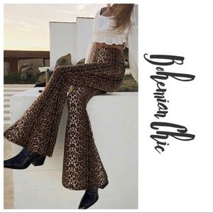 Leopard Print Gypsy Soul Wide Flare Pants